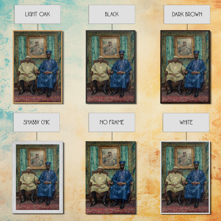 Regal African Men In Blue And Gold Robes Wall Art, African American Art, Afrocentric Decor, Black Culture Art Gift For Him