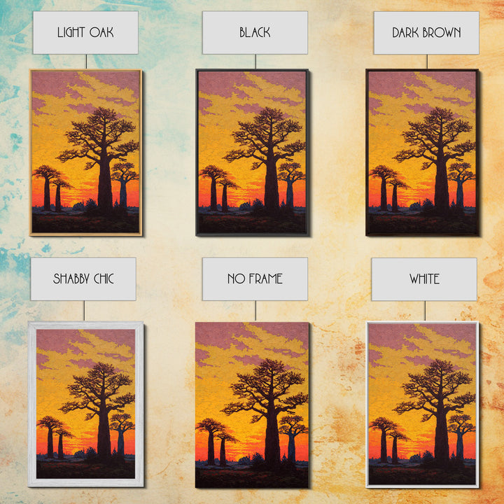 Textured Baobab Sunset Wall Art, African Landscape Painting, Orange Impasto Canvas Print, Safari Decor, Unique Home Gift