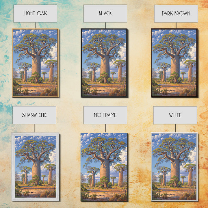 Giant Baobab Avenue Canvas Print, African Safari Art, Madagascar Wall Art, Nature Scene Art, Elegant Home Decor Gift For Living Room