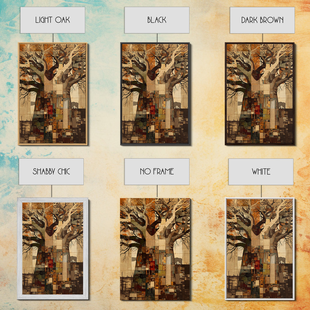 Patchwork Baobab City Tree Wall Art, Abstract African Art, Modern African Art, Urban Wall Art, Statement Home Decor Gift