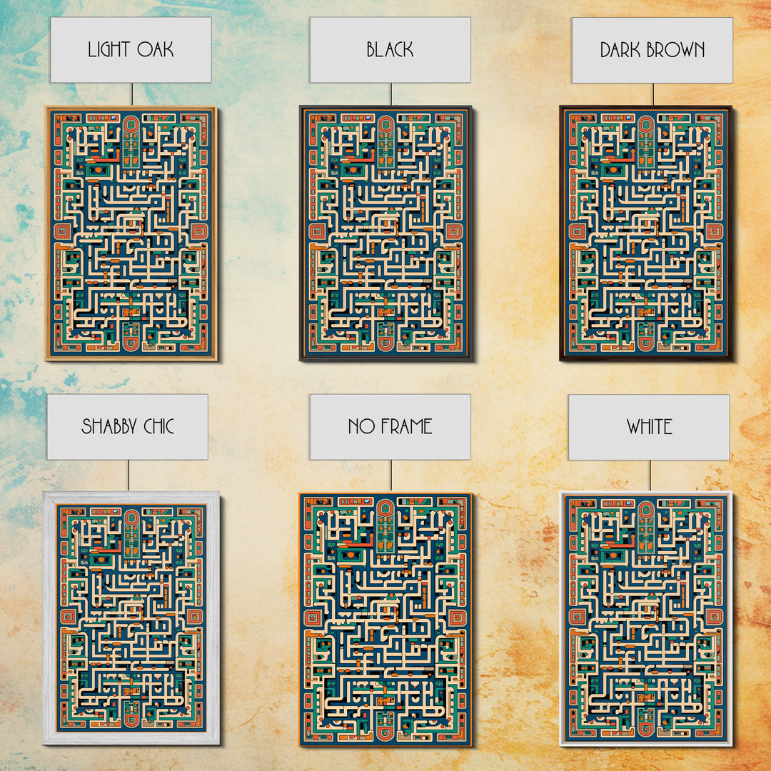 Teal Orange Geometric Maze Glyph Wall Art, African Abstract Pattern, Tribal Art Print, Afrocentric Decor For Living Room