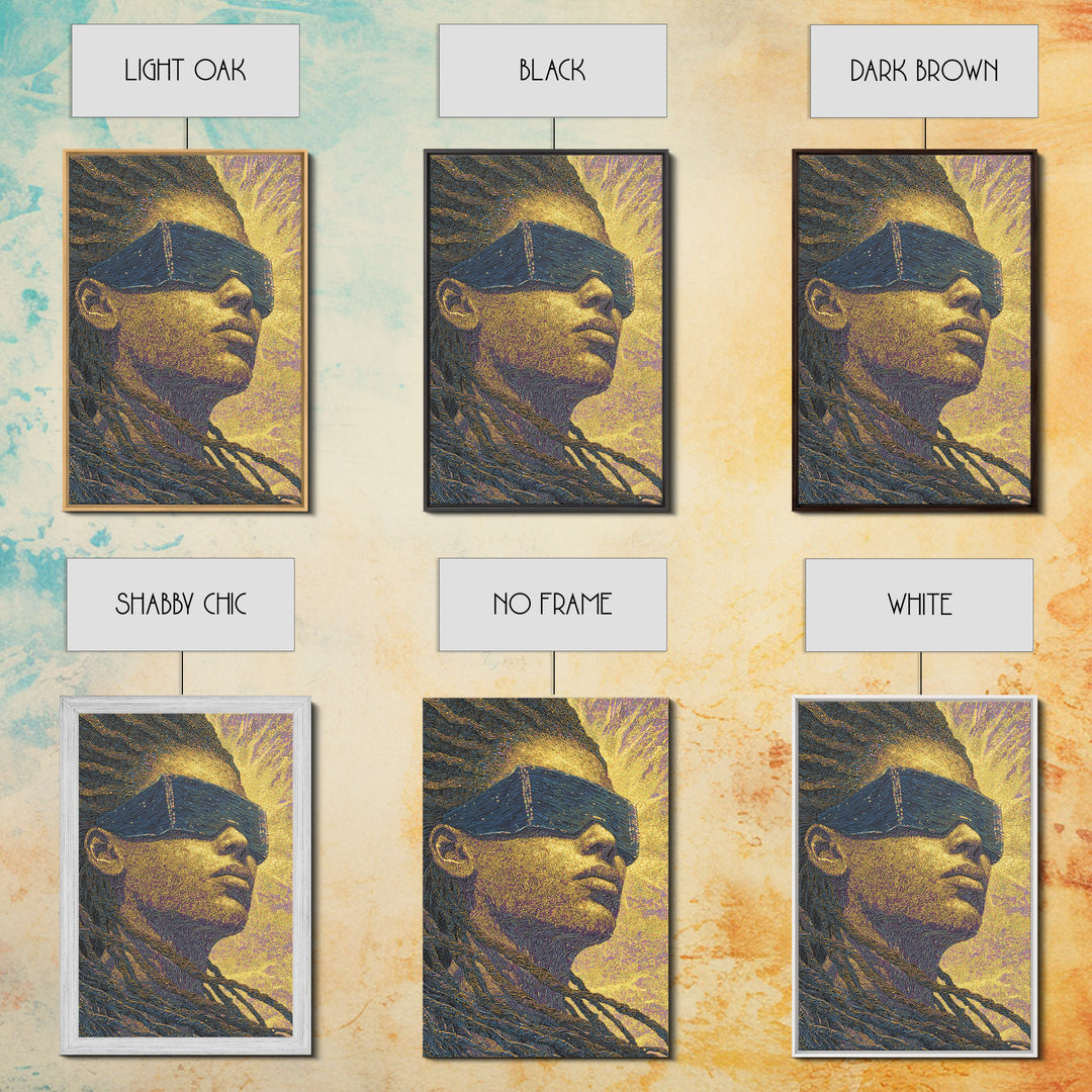 Futuristic Black Woman With Braids And Visor Canvas Print, Afrofuturism Portrait, Modern African Art, Bold Office Decor