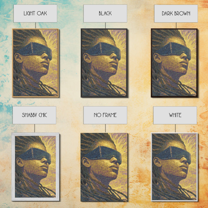 Futuristic Black Woman With Braids And Visor Canvas Print, Afrofuturism Portrait, Modern African Art, Bold Office Decor