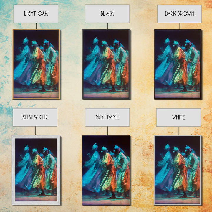 Blue And Orange African Robed Dancers Canvas Print, Spiritual Motion Art, Cultural Wall Decor, Vibrant Afrocentric Gift Idea