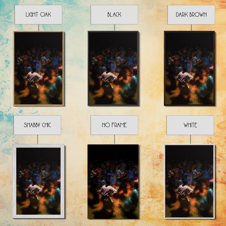 Dark African Dance Floor Celebration Wall Art, Expressive Night Festival Print, Vibrant Cultural Decor, Statement Art Gift