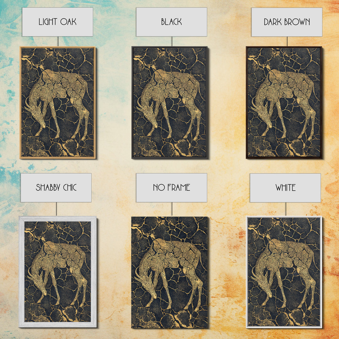 Ornate Gold Giraffe Canvas Print, African Animal Art, Black And Gold Art, Safari Decor, Luxury Living Room Wall Decor Gift
