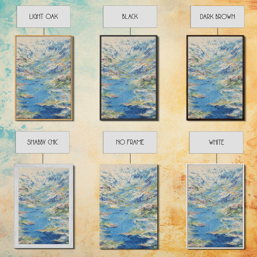 Dreamy Blue Coastal Seascape Canvas Print, Modern African Inspired Art, Ocean Landscape Wall Decor, Serene Gallery Artwork