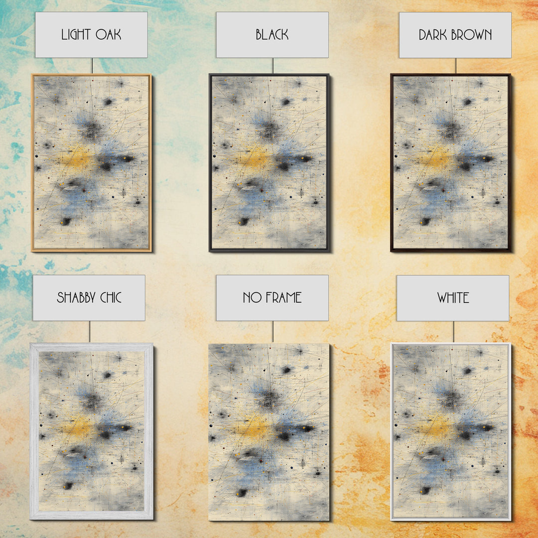 Soft Beige Constellation Map Canvas Print, Abstract African Art, Minimalist Office Decor, Gray Blue Gold Network Artwork