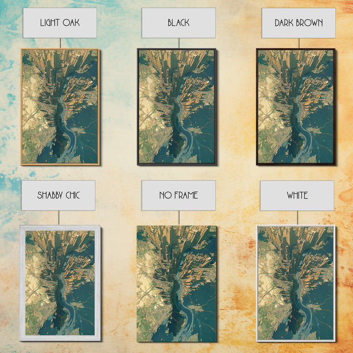 Aerial City Map Canvas Print, Urban Wall Art, Modern Architecture Poster, Teal And Gold Art, Office Decor, Statement Wall Art