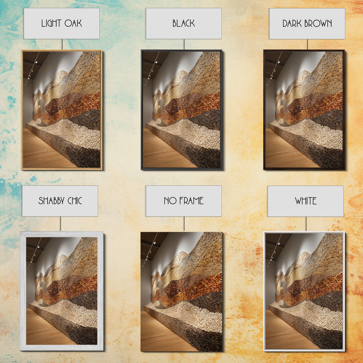 Gallery Stone Mosaic Wave Landscape, Large Textured Wall Art, Earth Tone Decor, Contemporary Art Print, Unique Canvas Print