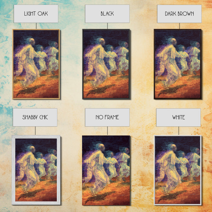 Ethereal African Dancers In Flowing Robes Wall Art, Motion Blur Cultural Painting, Afrocentric Spiritual Home Decor Gift