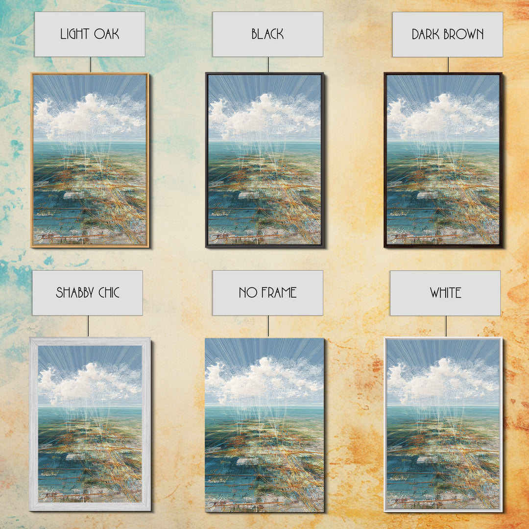 Dreamy Ocean Cloud Abstract Wall Art, Blue Coastal Landscape Print, Modern Nature Scene Decor, Serene Home Office Art Gift