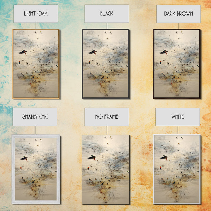 Abstract Birds Over Minimal African Landscape Wall Art, Modern Nature Scene Art, Neutral Gallery Decor, Unique Canvas Print
