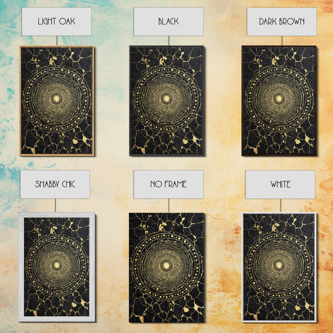 Black Gold African Mandala Wall Art, Geometric Circle Canvas Print, Spiritual Abstract Art, Luxury Modern Home Decor, Gift