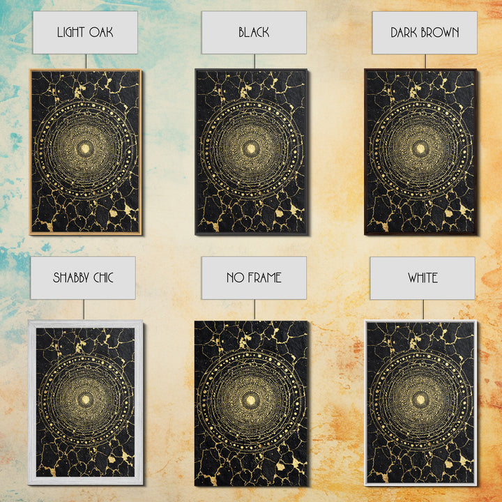 Black Gold African Mandala Wall Art, Geometric Circle Canvas Print, Spiritual Abstract Art, Luxury Modern Home Decor, Gift