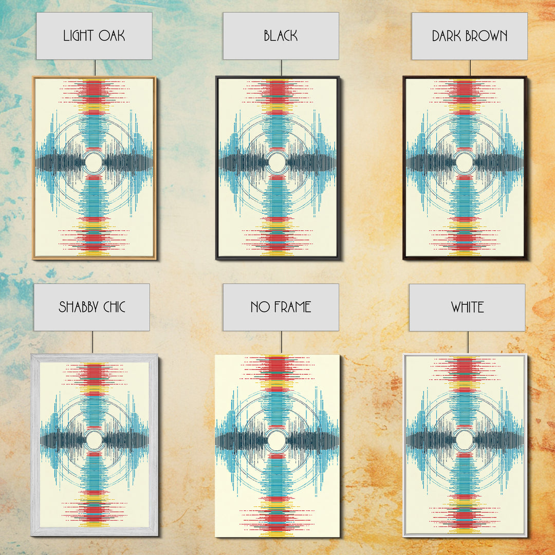 Vibrant Soundwave Circles In Red Blue Yellow Wall Art, Abstract Geometric Print, Modern Office Decor, Digital Art Africa
