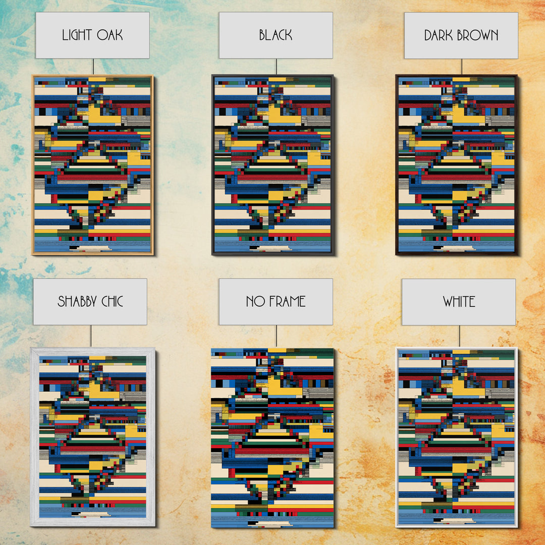 Glitched Africa Map In Primary Lines Canvas Print, Modern African Art, Geometric Wall Art, Afrocentric Office Decor Gift