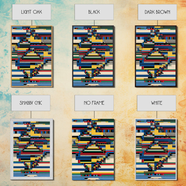 Glitched Africa Map In Primary Lines Canvas Print, Modern African Art, Geometric Wall Art, Afrocentric Office Decor Gift