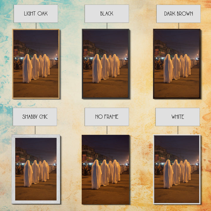 Night Street White Robed Procession Wall Art, African Travel Decor, Spiritual Cultural Art Print, Afrocentric Home Gift For Him