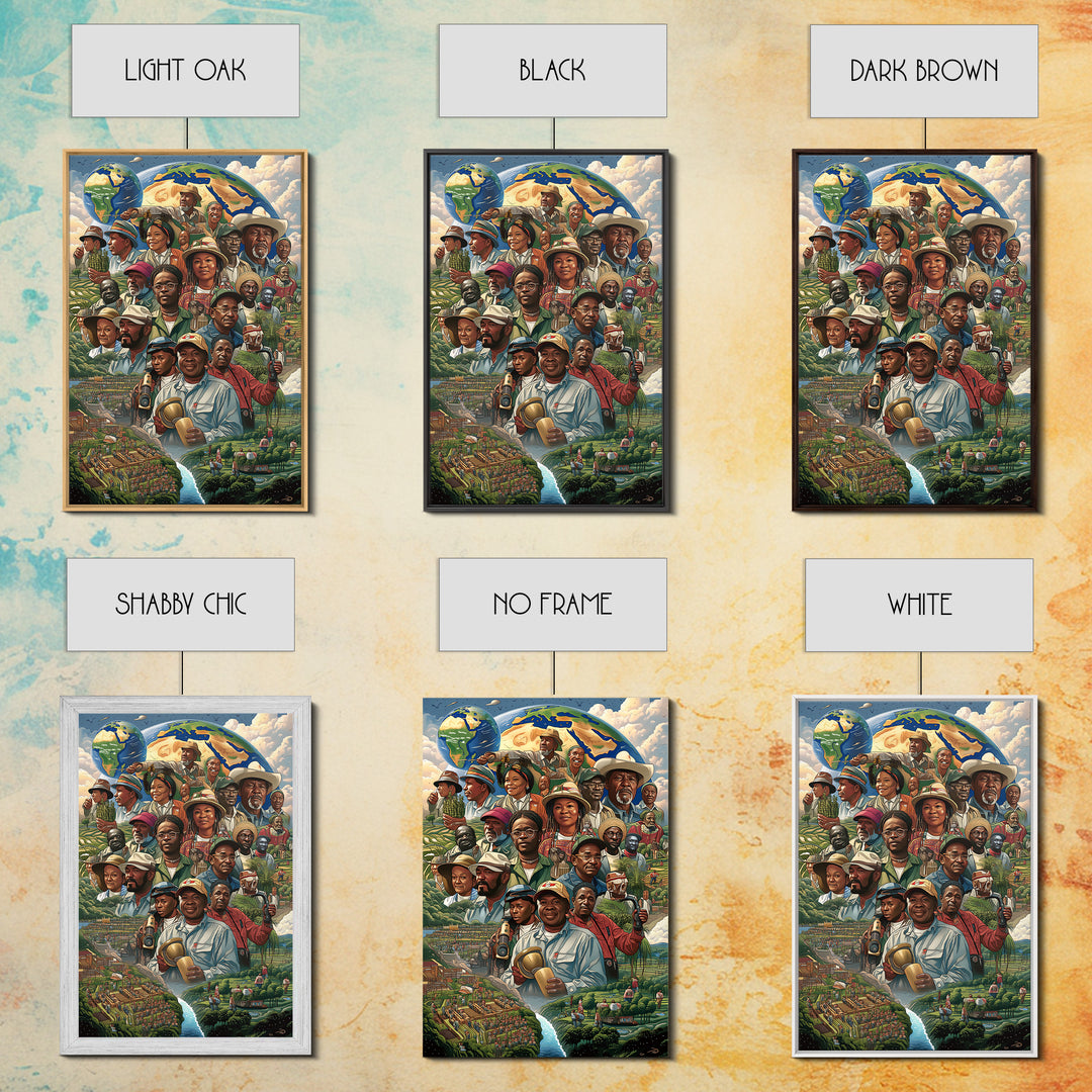 African Community Farmers Portrait Wall Art, Afrocentric Art Print, Black Culture Decor, Unique Motherland Living Room Home Decor Gift