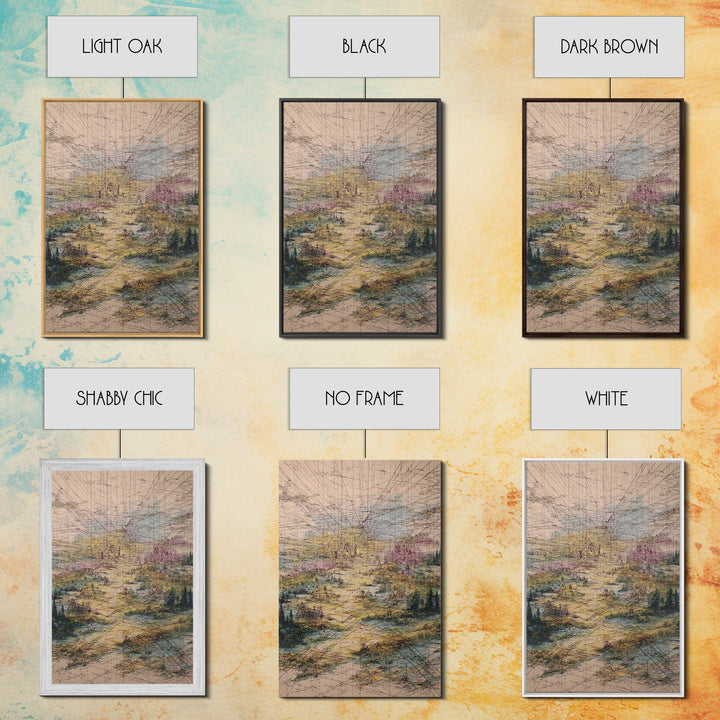 Pastel Pathway Abstract Wall Art, Dreamy Landscape Print, Modern Office Decor, Textured Blue Pink Large Canvas, Home Decor Gift