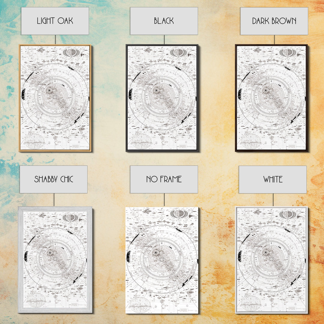 Intricate White Celestial Star Map Diagram Wall Art, Astronomy Blueprint Poster, Minimalist Office Decor, Cosmic Digital Print