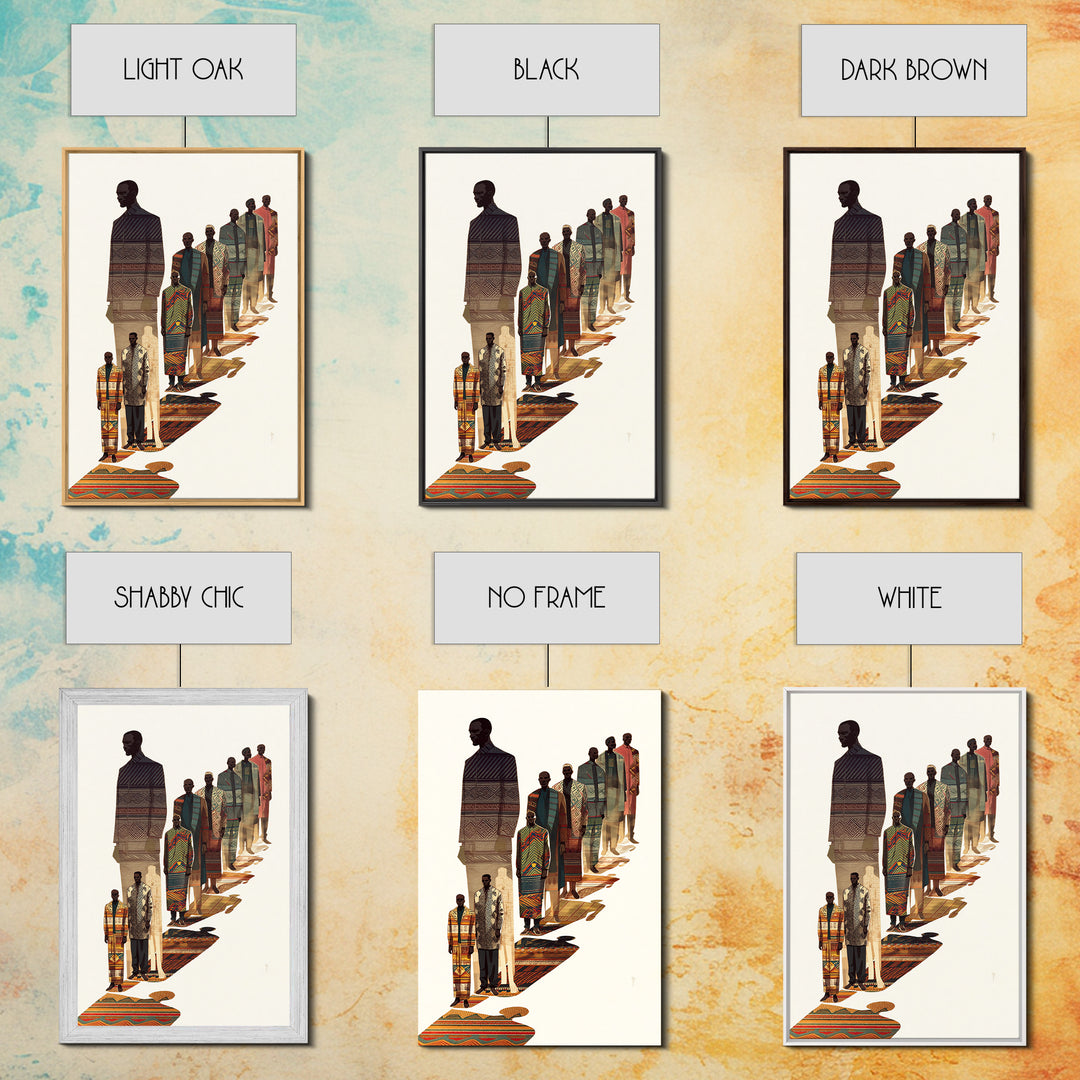 Elegant African Men In Patterned Robes, Wall Art, African Fabric, Afrocentric Art, Cultural Art Print, Heritage Portrait