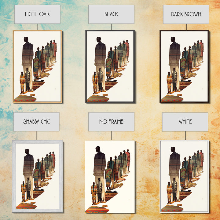 Elegant African Men In Patterned Robes, Wall Art, African Fabric, Afrocentric Art, Cultural Art Print, Heritage Portrait