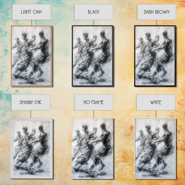 Monochrome African Dancers Wall Art, Charcoal Figure Drawing, Abstract Motion Print, Minimalist Black And White Decor Gift