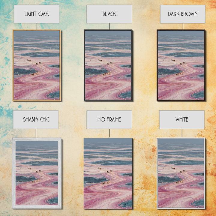 Pastel Desert Caravan Trails Canvas Print, Surreal Landscape Wall Decor, Dreamy Abstract Art For Unique Modern Home Decor