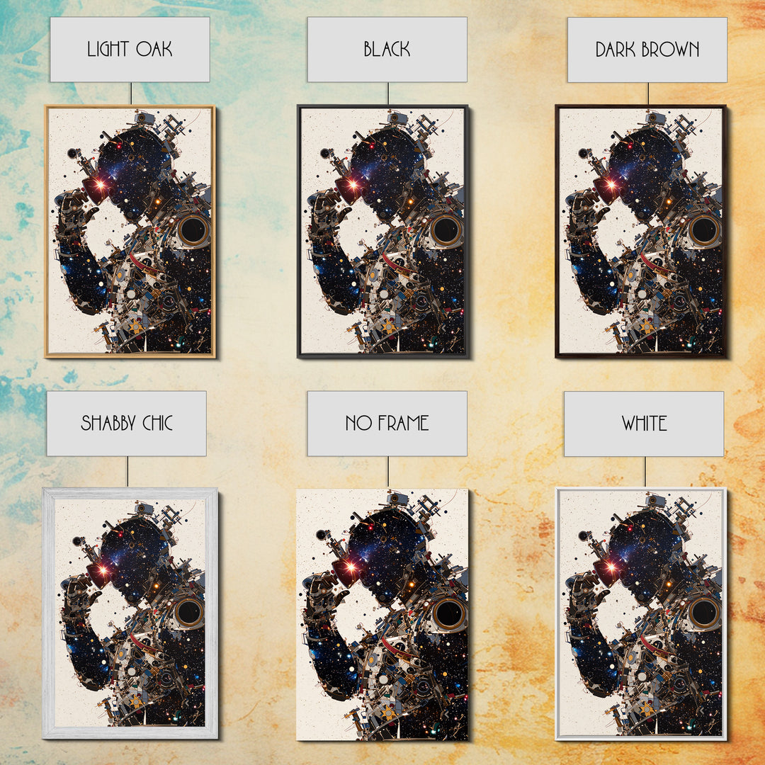 Cosmic Black Cyborg Portrait Canvas Print, Afrofuturism Decor, Abstract Face Art, Galaxy Robot Unique Modern Wall Decor Gift