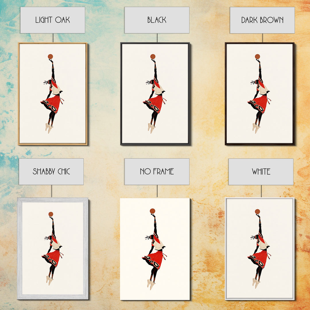 Maasai Warrior Basketball Leap Wall Art, African Warrior Art, African Wall Decor, Afrocentric Sports Canvas Print Gift Decor
