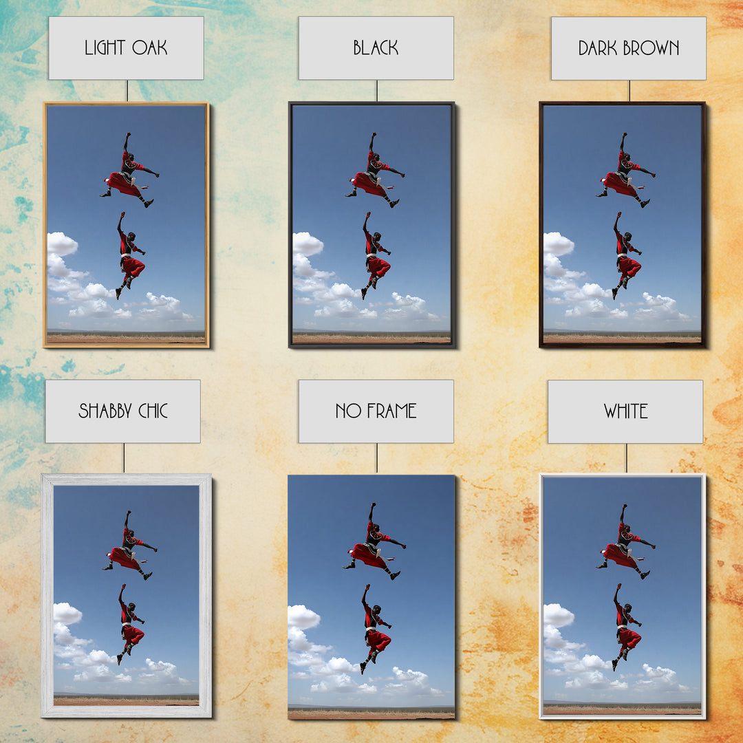 Maasai Jumping Dance Wall Art, African Warrior Art, Kenya Safari Decor, Tribal Photography Canvas Print For Living Room Decor