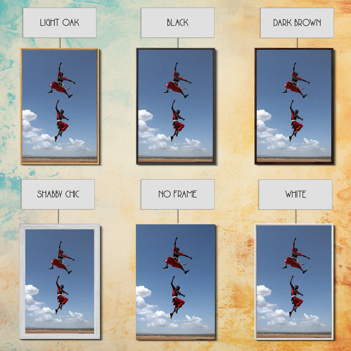 Maasai Jumping Dance Wall Art, African Warrior Art, Kenya Safari Decor, Tribal Photography Canvas Print For Living Room Decor
