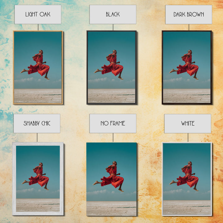 Leaping Maasai Warrior Canvas Print, African Wall Art, Red Robe Desert Photography, Tribal Decor For Living Room Wall Decor