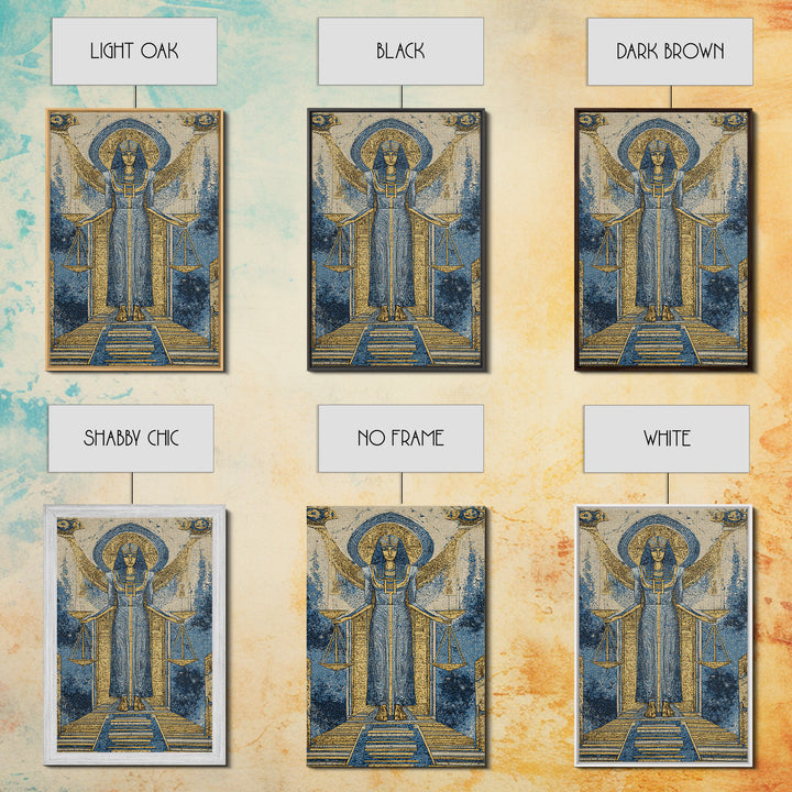 Egyptian Goddess Of Justice Wall Art, African Egyptian Art, Blue Gold Spiritual Canvas Print, Ancient Culture Home Decor Gift