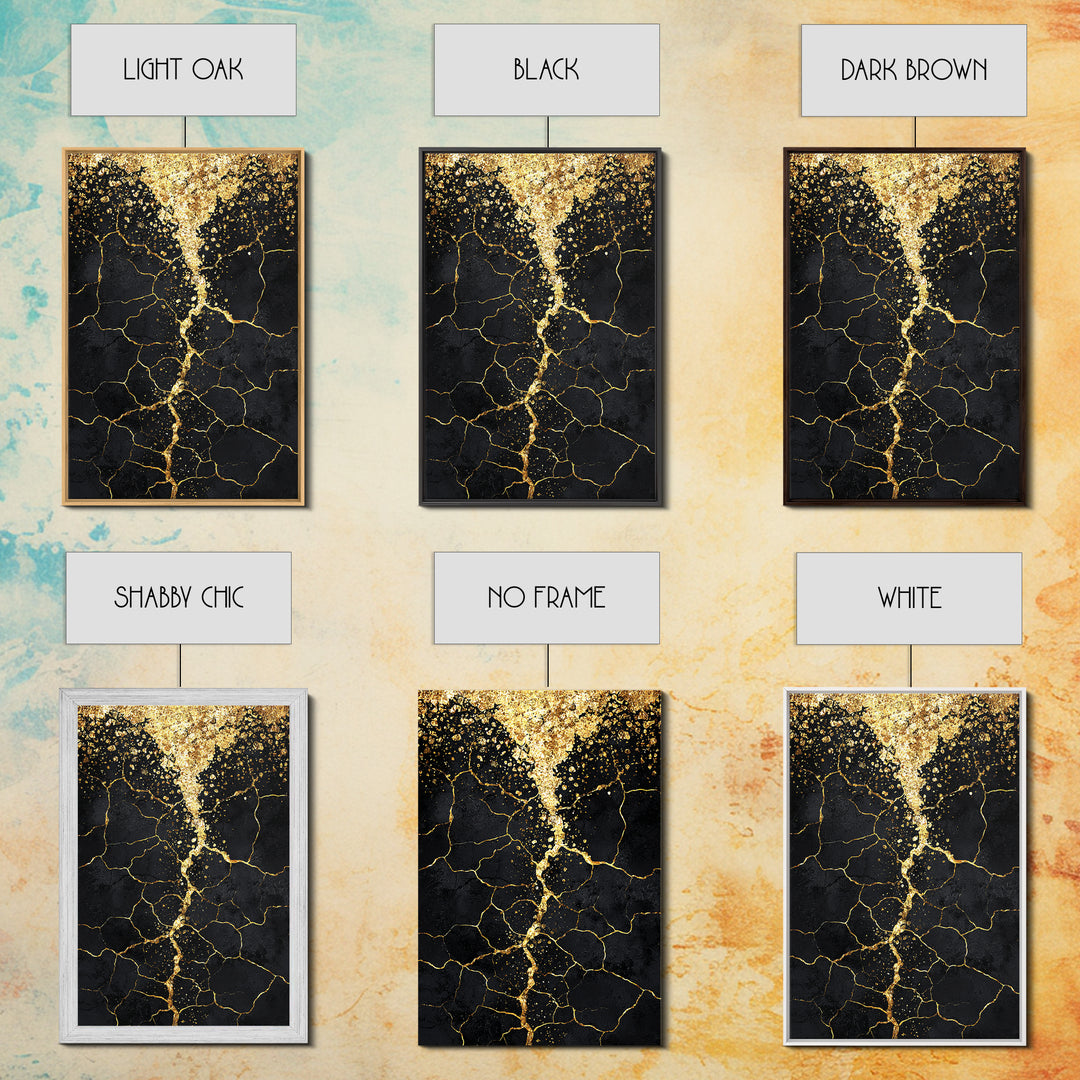 Black Gold Cracked Abstract Wall Art, Luxury Canvas Wall Art, Modern African Art Decor, Textured Art Print, Home Decor Gift