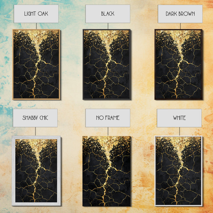 Black Gold Cracked Abstract Wall Art, Luxury Canvas Wall Art, Modern African Art Decor, Textured Art Print, Home Decor Gift