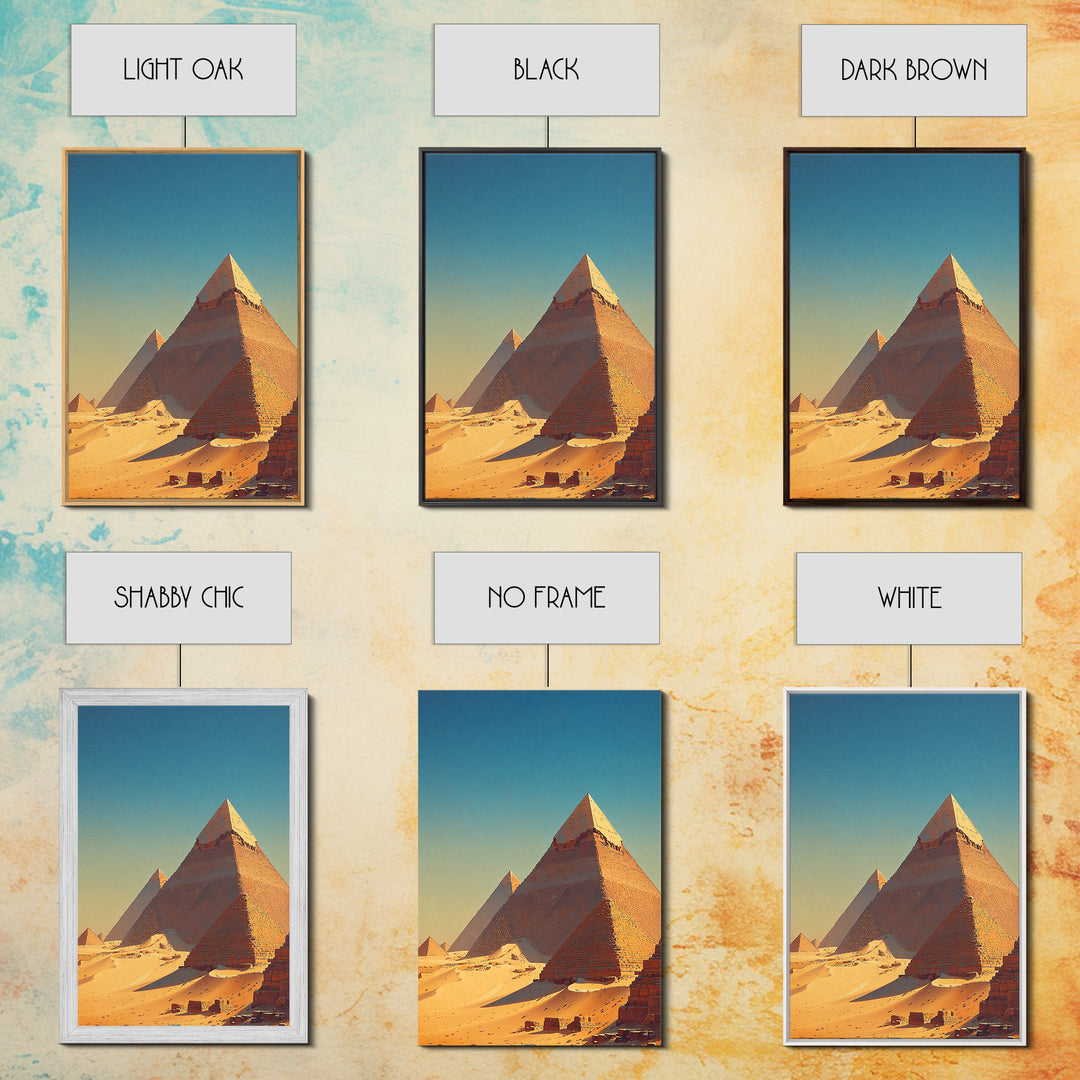 Golden Sand Egyptian Pyramids Wall Art, Ancient African Art Print, Sahara Desert Landscape, Travel Poster, Office Decor Gift