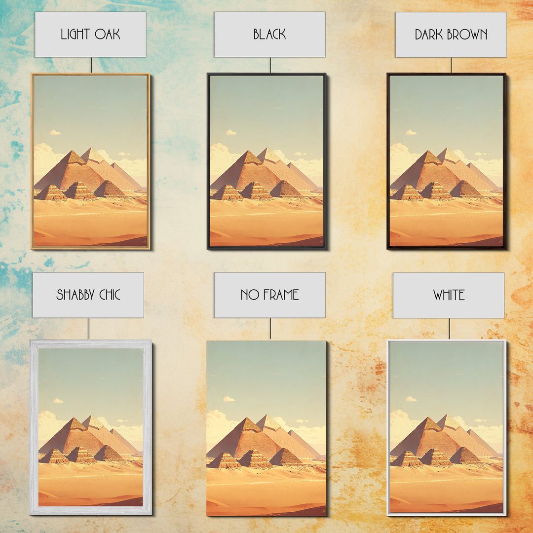 Soft Pastel Egyptian Pyramids Canvas Print, Ancient African Art, Minimalist Desert Landscape, Beige Wall Art, Home Decor