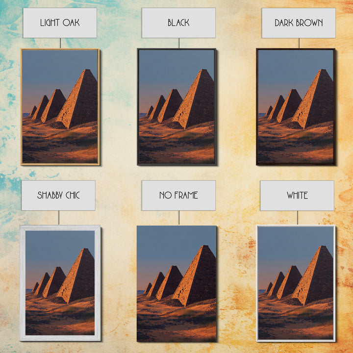 Sunset Nubian Pyramids Canvas Print, African Landscape, Ancient Egypt Inspired Wall Art, Sahara Travel Poster, Home Decor