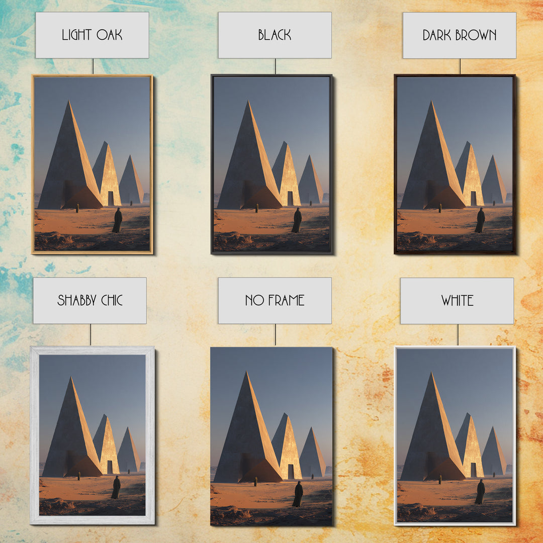 Modern Nubian Pyramids At Sunset Wall Art, African Egyptian Art Print, Ancient African Decor, Desert Architecture Poster