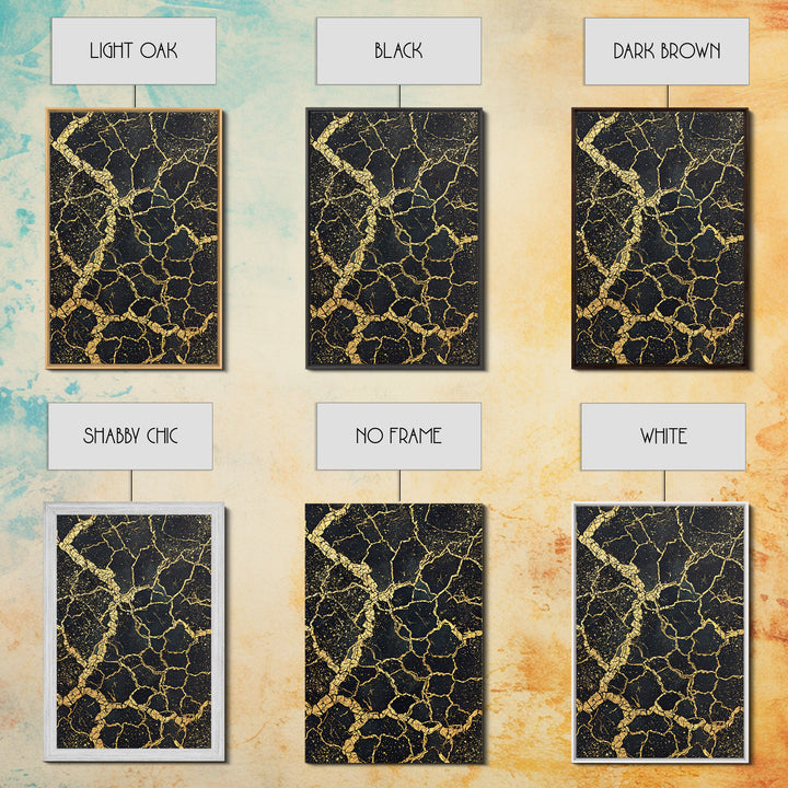 Black And Gold Cracked Earth Abstract Wall Art, Luxury Canvas Print, Kintsugi Texture, Modern Home Decor, Statement Piece