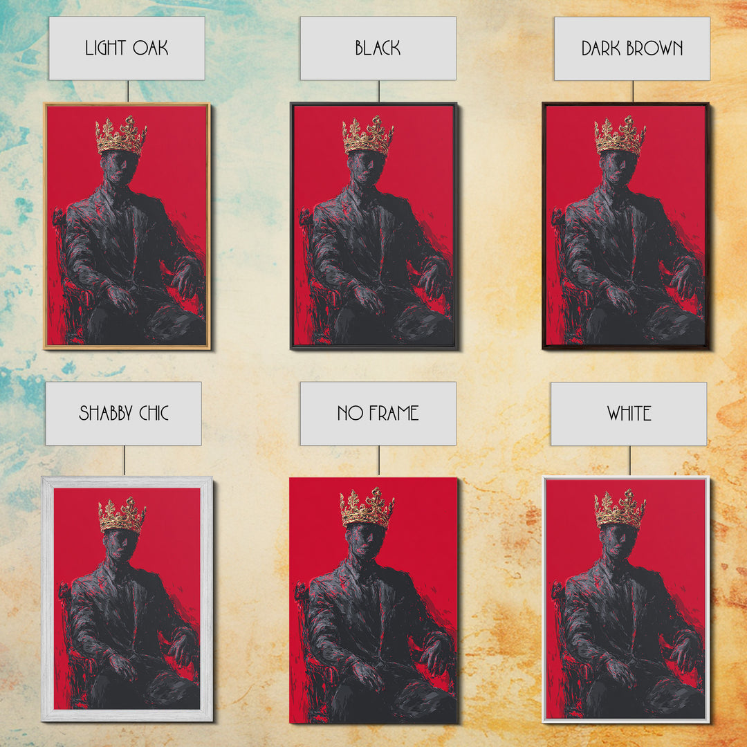Crowned Black Man Portrait Canvas Print, Red Royal Afrocentric Wall Art, African American Art, Bold Modern Home Decor, Gift For Him