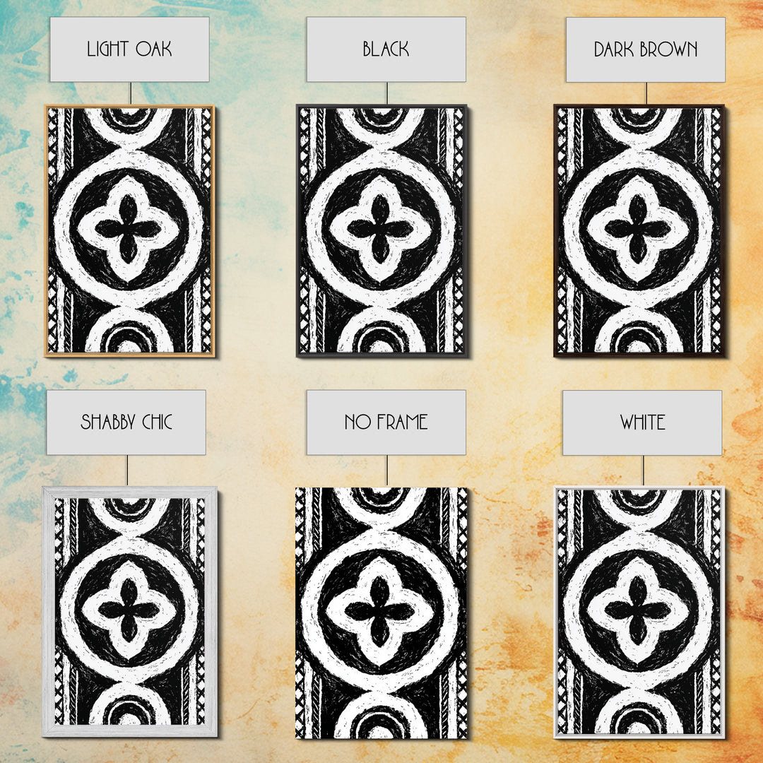 Black And White African Pattern Wall Art, Tribal Textile Canvas Print, Mud Cloth Decor, Geometric Boho Wall Decor, Unique Gift