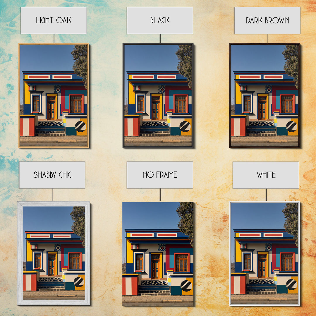Bold Ndebele Street House Canvas Print, African Wall Art, Geometric Architecture, Colorful Tribal Living Room Decor Gift