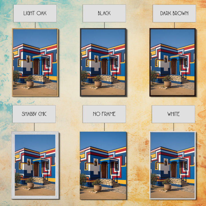 Modern Ndebele House Entrance Canvas Print, African Wall Art, Bold Geometric Architecture, Cultural Home Decor Gift Statement