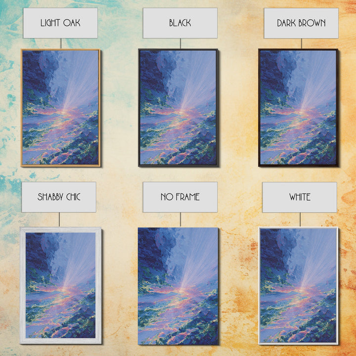 Radiant Blue Ocean Sunrise Wall Art, Abstract Seascape Canvas Print, Coastal Home Decor, Dreamy Beach Art, Large Wall Decor