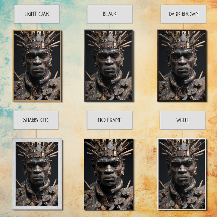 Nail Studded African Warrior Portrait Wall Art, Kongo Power Figure, Tribal Sculpture, Black Culture Decor, Afrocentric Print