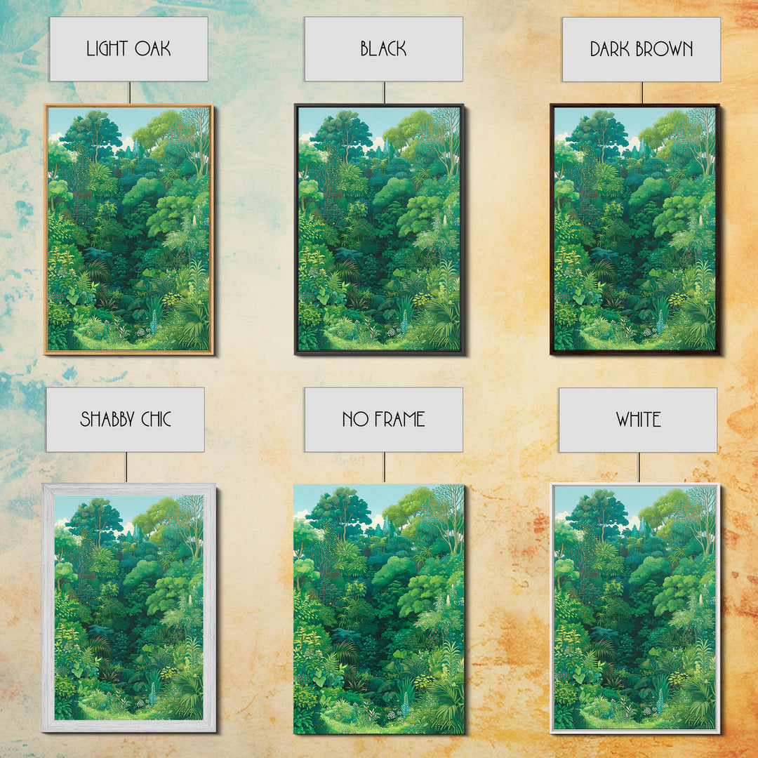 Lush Green Tropical Jungle Wall Art, Botanical Forest Canopy, Nature Scene Art, Modern Home Decor, Large Decor Art, Green Wall Decor